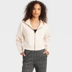 a new day Cream Zip-Front Hooded Sweatshirt